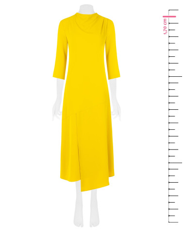 Vestido midi fluido em cetim mate com bainha assimétrica Rinascimento