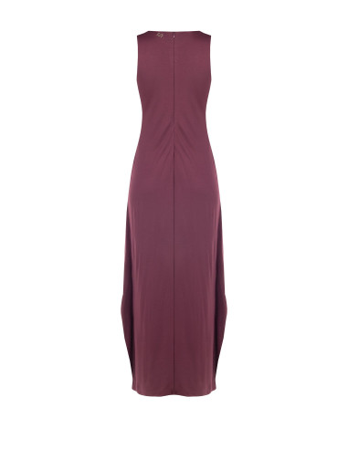 Vestido comprido fluido em mistura de viscose com laço central Rinascimento