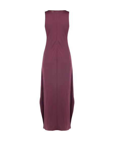 Vestido comprido fluido em mistura de viscose com laço central Rinascimento