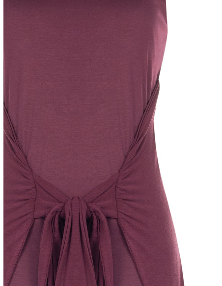 Vestido comprido fluido em mistura de viscose com laço central Rinascimento
