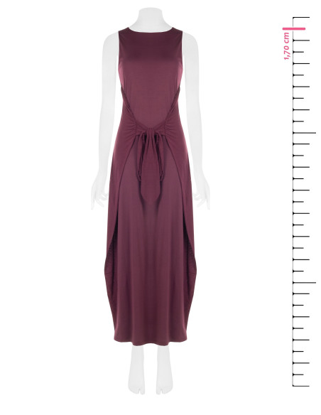 Vestido comprido fluido em mistura de viscose com laço central Rinascimento