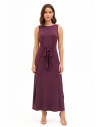 Vestido comprido fluido em mistura de viscose com laço central Rinascimento