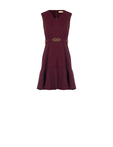 Vestido curto em tecido cadi com cinto rígido a condizer e fivela com logótipo RR Rinascimento