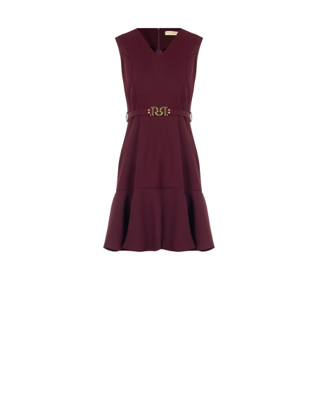 Vestido curto em tecido cadi com cinto rígido a condizer e fivela com logótipo RR Rinascimento