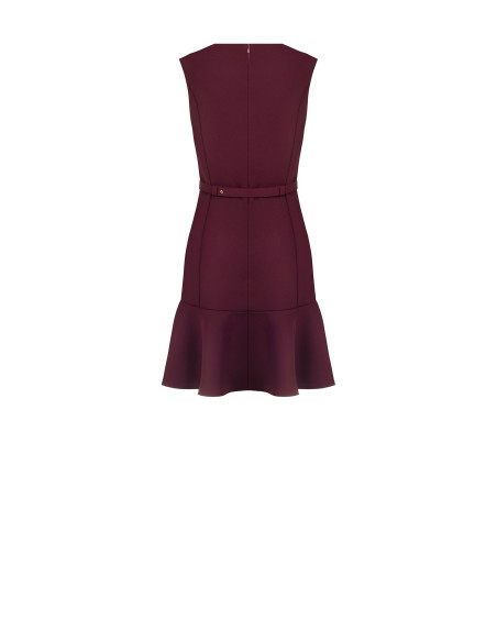 Vestido curto em tecido cadi com cinto rígido a condizer e fivela com logótipo RR Rinascimento