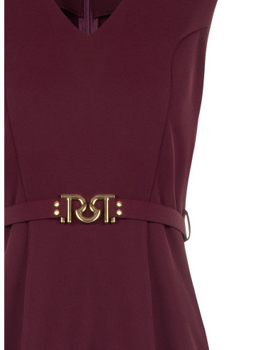 Vestido curto em tecido cadi com cinto rígido a condizer e fivela com logótipo RR Rinascimento