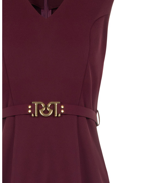 Vestido curto em tecido cadi com cinto rígido a condizer e fivela com logótipo RR Rinascimento