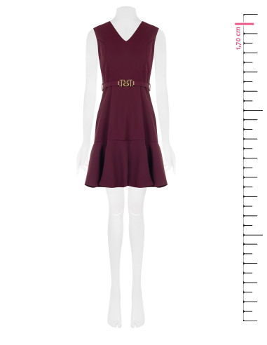 Vestido curto em tecido cadi com cinto rígido a condizer e fivela com logótipo RR Rinascimento