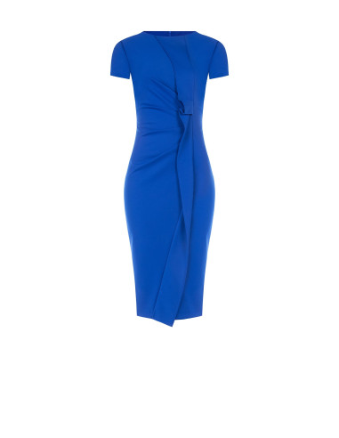 Vestido justo em crepe scuba com folho Rinascimento