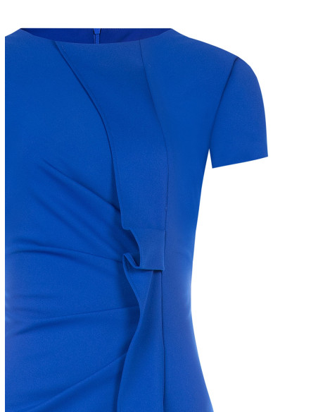 Vestido justo em crepe scuba com folho Rinascimento