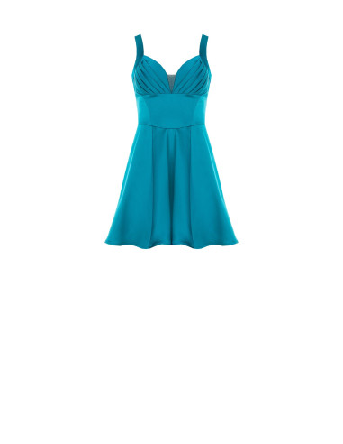 Vestido curto cai-cai em cetim com decote em coração plissado Rinascimento