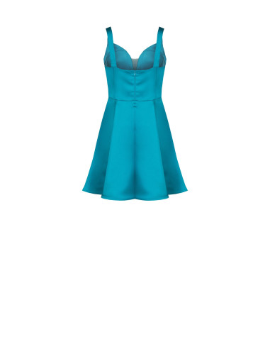 Vestido curto cai-cai em cetim com decote em coração plissado Rinascimento
