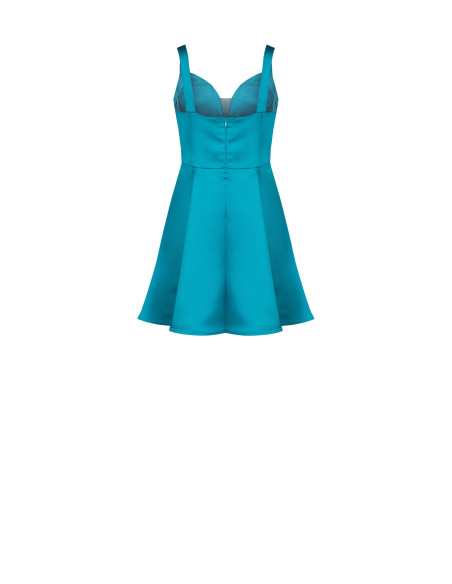 Vestido curto cai-cai em cetim com decote em coração plissado Rinascimento