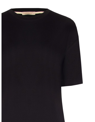 Vestido tipo T-shirt comprido em algodão com bainha em renda Rinascimento