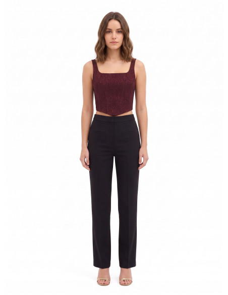 Cropped tipo bustier com ponta em jacquard com relevo e lurex Rinascimento