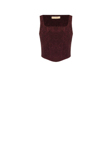 Cropped tipo bustier com ponta em jacquard com relevo e lurex Rinascimento