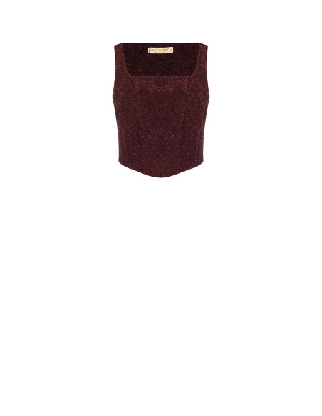 Cropped tipo bustier com ponta em jacquard com relevo e lurex Rinascimento