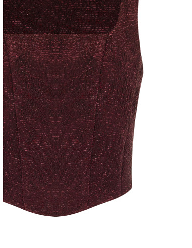 Cropped tipo bustier com ponta em jacquard com relevo e lurex Rinascimento