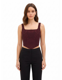 Cropped tipo bustier com ponta em jacquard com relevo e lurex Rinascimento