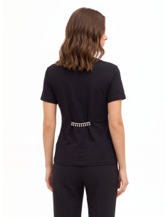 T-shirt de corte regular em algodão com folho e detalhe de joia Rinascimento 2