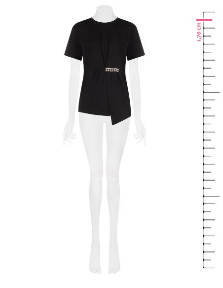T-shirt de corte regular em algodão com folho e detalhe de joia Rinascimento