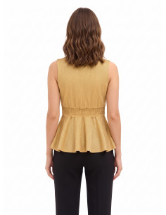 Top peplum em lurex com efeito glitter e decote em V Rinascimento 2
