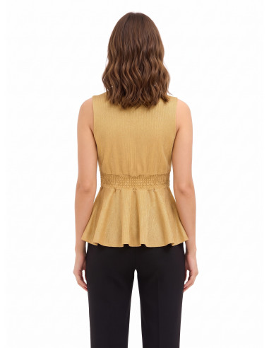 Top peplum em lurex com efeito glitter e decote em V Rinascimento