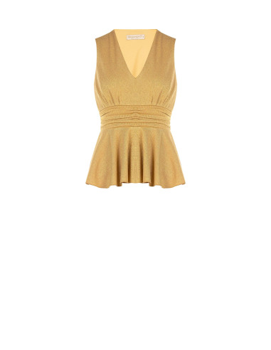 Top peplum em lurex com efeito glitter e decote em V Rinascimento