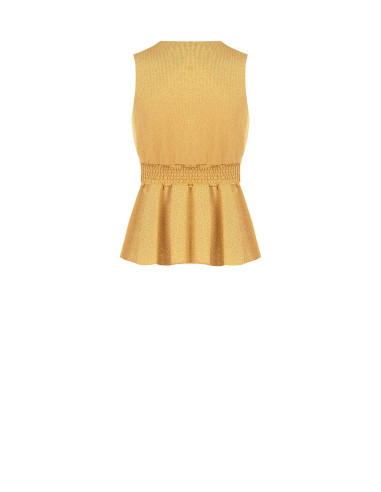 Top peplum em lurex com efeito glitter e decote em V Rinascimento
