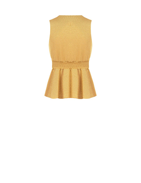 Top peplum em lurex com efeito glitter e decote em V Rinascimento