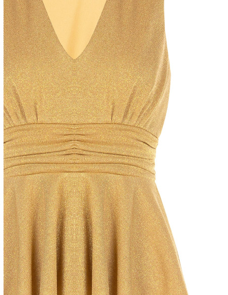 Top peplum em lurex com efeito glitter e decote em V Rinascimento