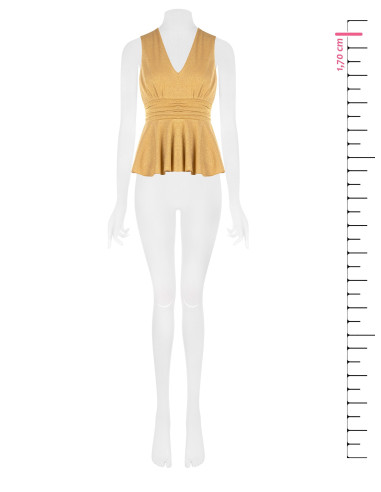 Top peplum em lurex com efeito glitter e decote em V Rinascimento