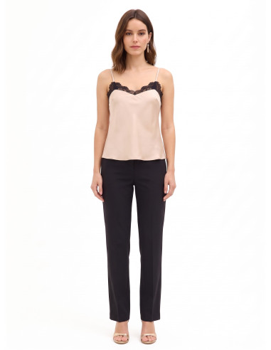 Top fluido em cetim com detalhes em renda Rinascimento