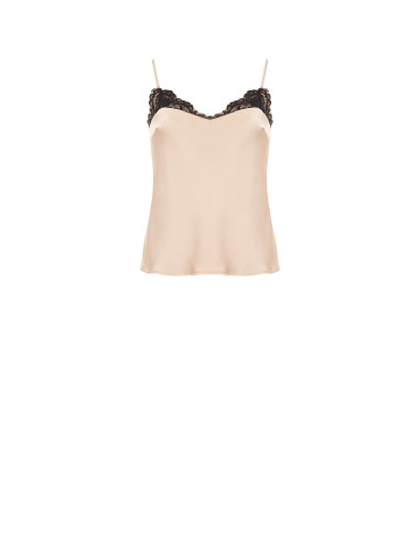 Top fluido em cetim com detalhes em renda Rinascimento