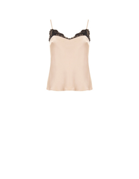 Top fluido em cetim com detalhes em renda Rinascimento