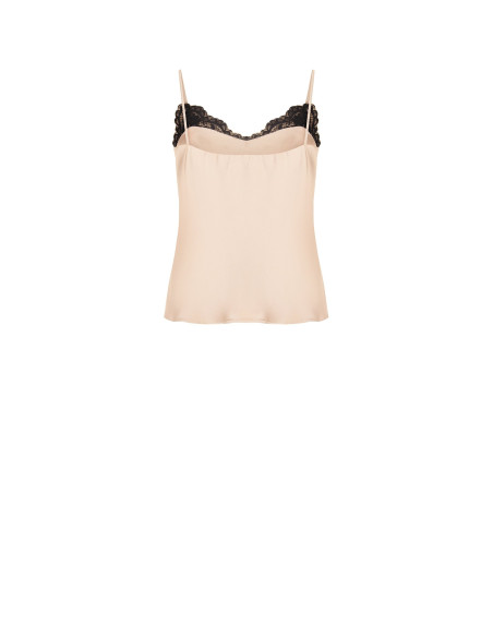 Top fluido em cetim com detalhes em renda Rinascimento