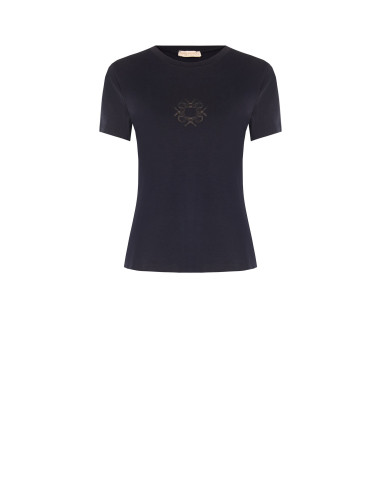 T-shirt regular em mistura de algodão com logótipo bordado Rinascimento
