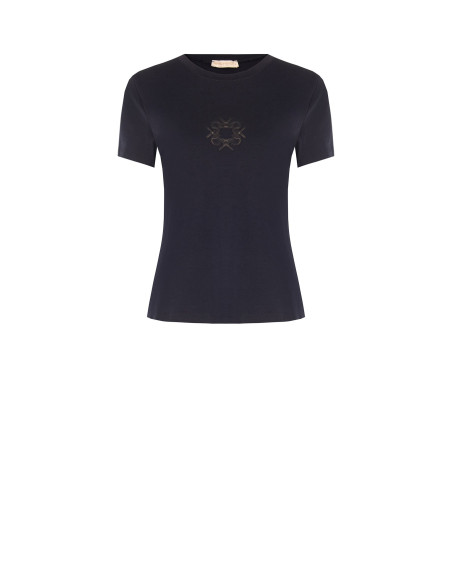 T-shirt regular em mistura de algodão com logótipo bordado Rinascimento