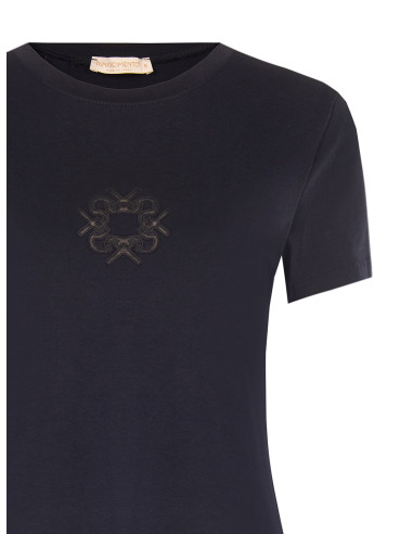T-shirt regular em mistura de algodão com logótipo bordado Rinascimento