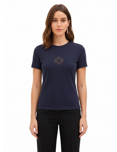 T-shirt regular em mistura de algodão com logótipo bordado Rinascimento