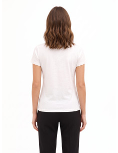 T-shirt regular em algodão com estampado de moda laminado e strass Rinascimento 2