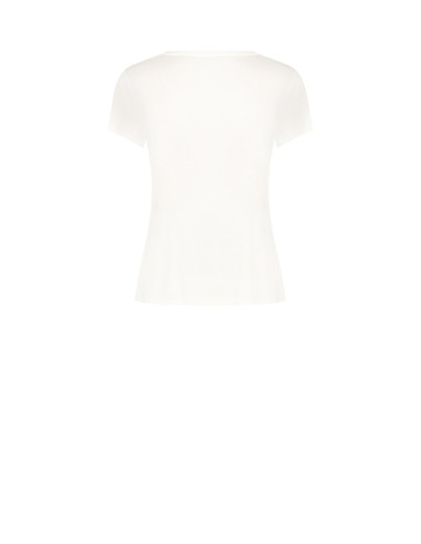 T-shirt regular em algodão com estampado de moda laminado e strass Rinascimento