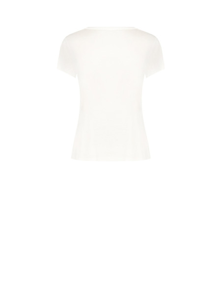 T-shirt regular em algodão com estampado de moda laminado e strass Rinascimento
