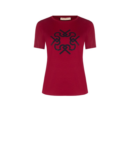 T-shirt regular em algodão com estampado do logótipo em relevo Rinascimento