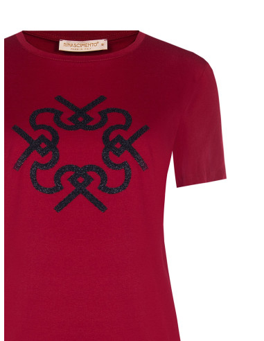 T-shirt regular em algodão com estampado do logótipo em relevo Rinascimento