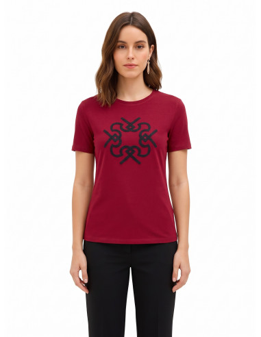 T-shirt regular em algodão com estampado do logótipo em relevo Rinascimento