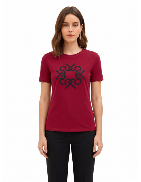 T-shirt regular em algodão com estampado do logótipo em relevo Rinascimento