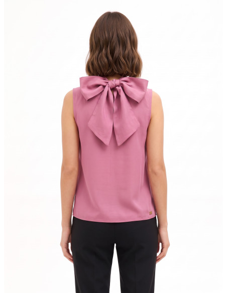 Blusa fluida em mistura de liocel com laço atrás Rinascimento