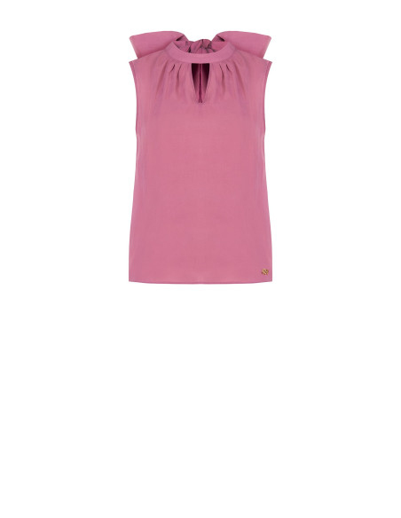Blusa fluida em mistura de liocel com laço atrás Rinascimento