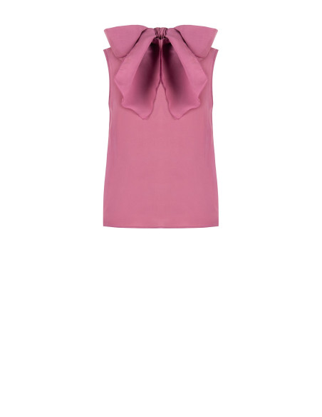 Blusa fluida em mistura de liocel com laço atrás Rinascimento